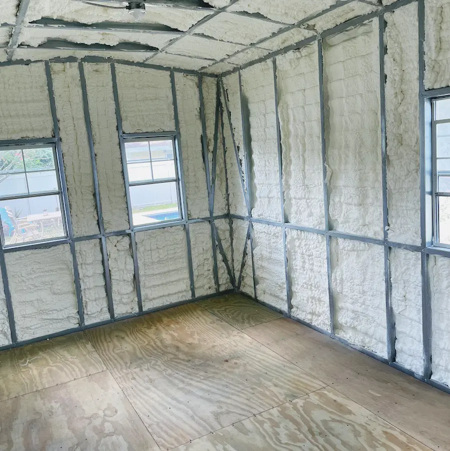 Closed-cell spray foam insulation applied to wall cavities in a residential project in Rock Hill
